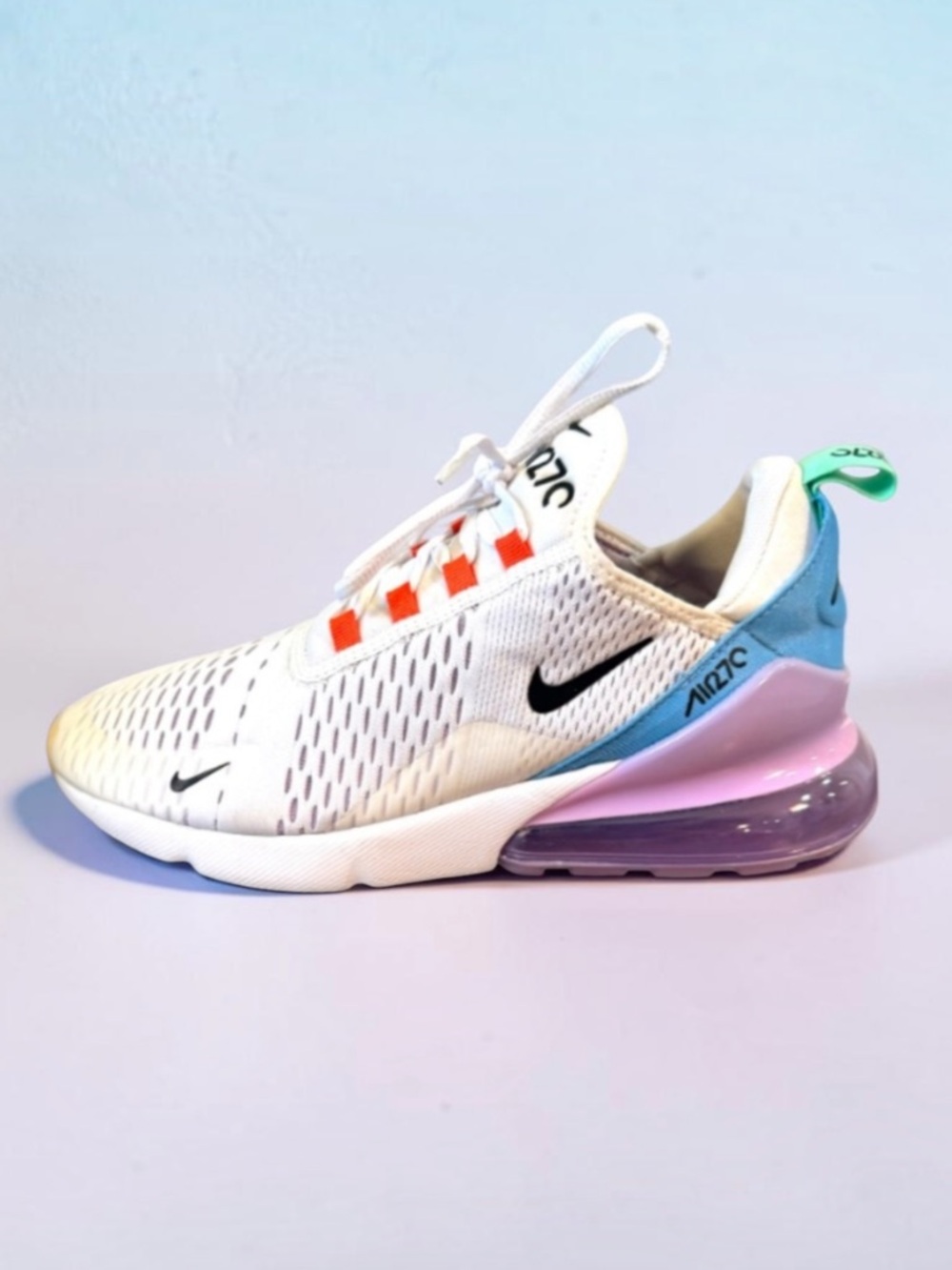 NIKE Air Max 270 Sneakers - White/Safety
Orange/Green Glow Sneakers Size 10